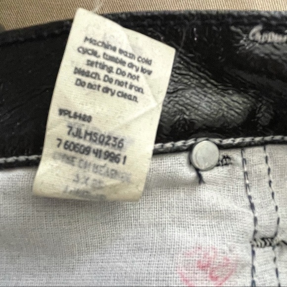 RARE Vintage Wrangler Black Leather vinyl pleather wax Denim Jeans 7 x 32 - Picture 12 of 12